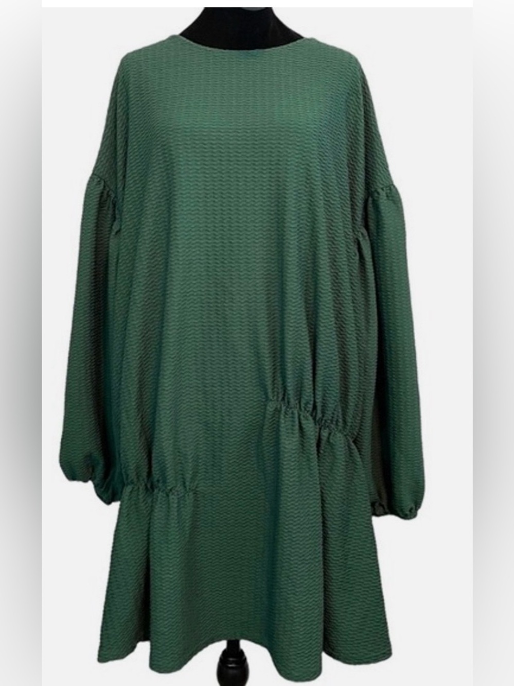 ASOS Design Curve Women's Green Textured Long Sleeve Dress